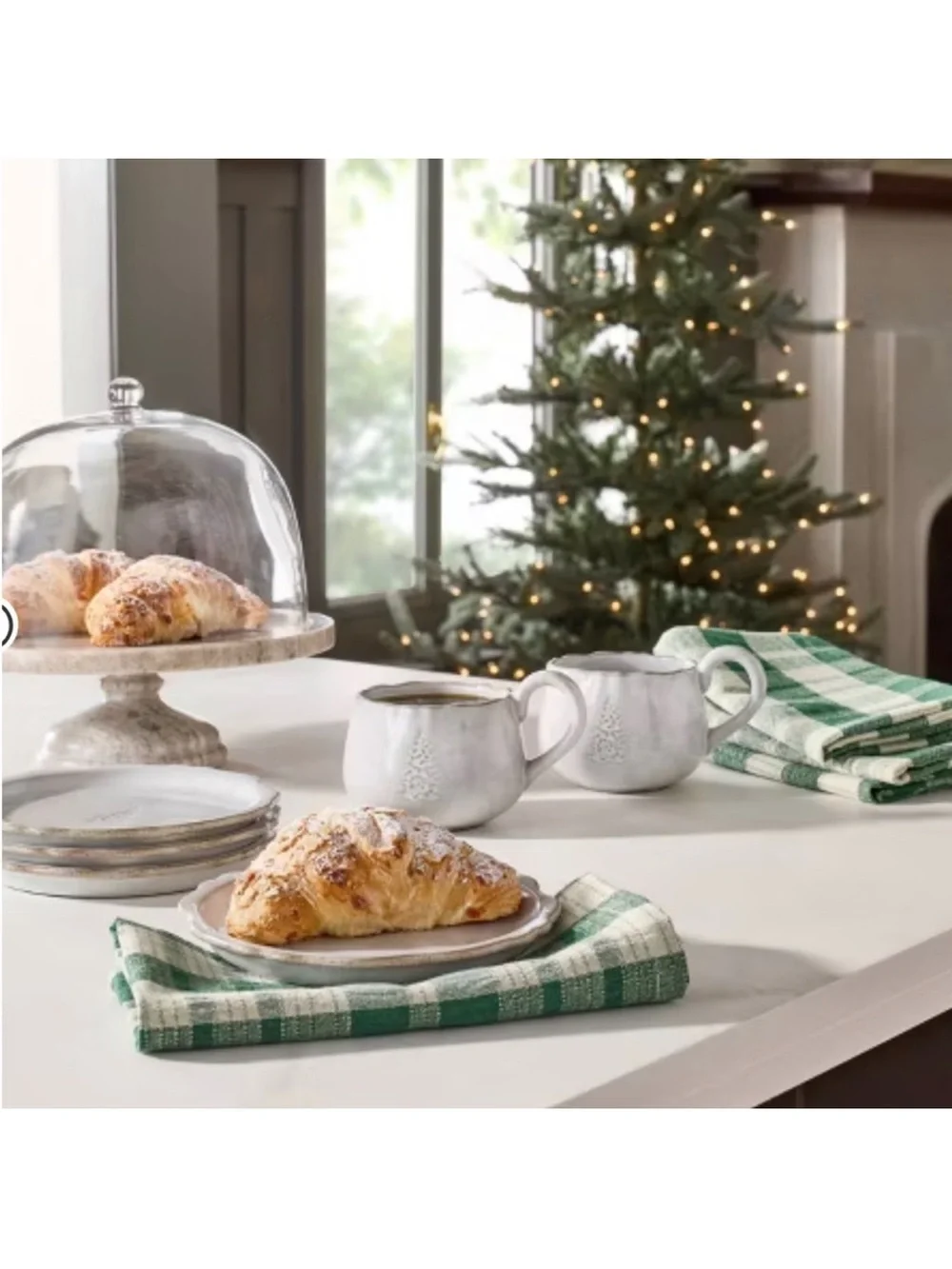 Set of 4 Hearth & Hand Magnolia Carved Evergreen Christmas Tree Appetizer Plates